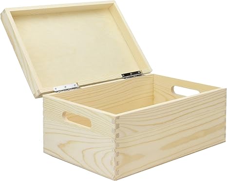 Cofre de madera con tapa Juguetes Pukkr Caja de recuerdo objetos de