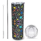 Muanns Math Teacher Tumbler - 20Oz Insulated Stainless Steel Water Bottle with Lid and Straw - Christmas Teacher Gift