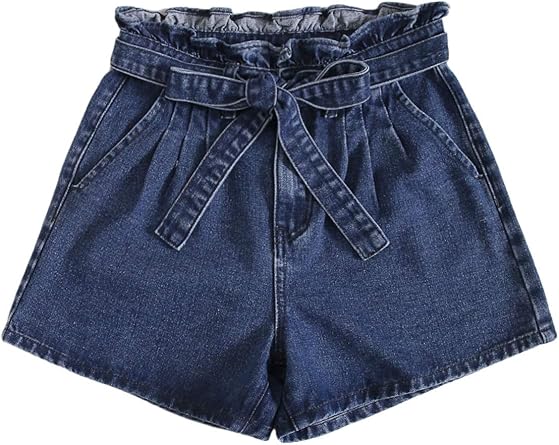 denim belted shorts