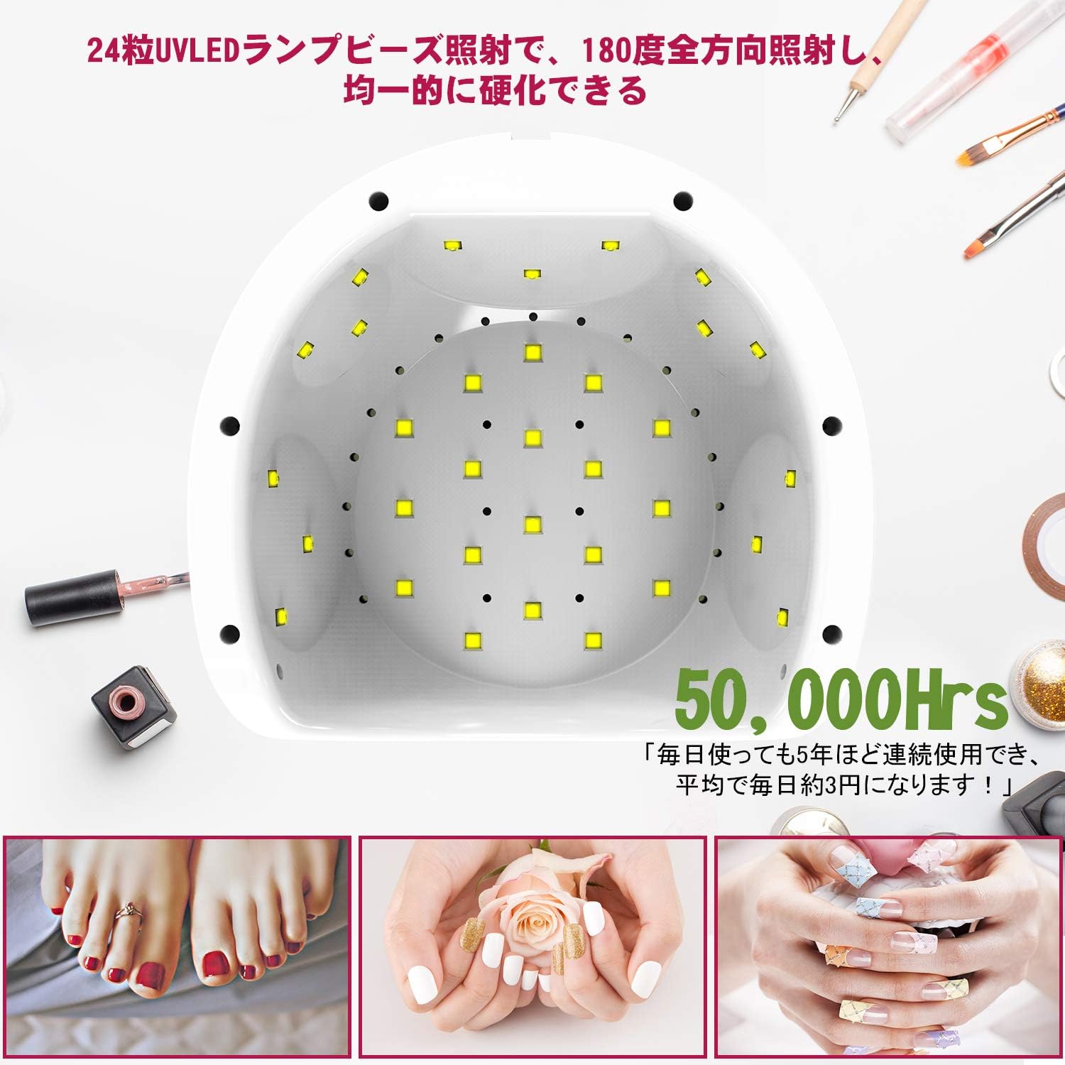 Amazon Miropure 新機種 Uv Led ハイパワー ネイルドライヤー ２年保証 人感センサー式 Uv と Ledダブルライト 高速硬化 手足両用 手袋とネイルファイル2本付属 ジェルネイル用 タイマー設定 四つタイマー Miropure ネイルドライヤー 通販
