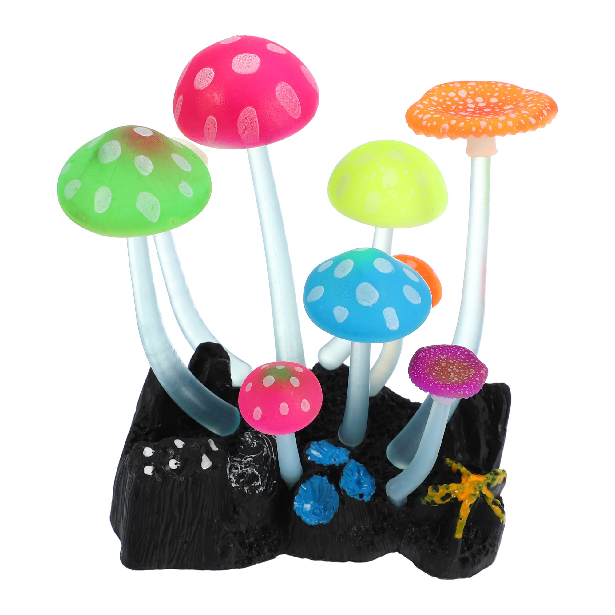 VOCOSTE Silicone Aquarium Artificial Mushroom, Fluorescence, Multicolor
