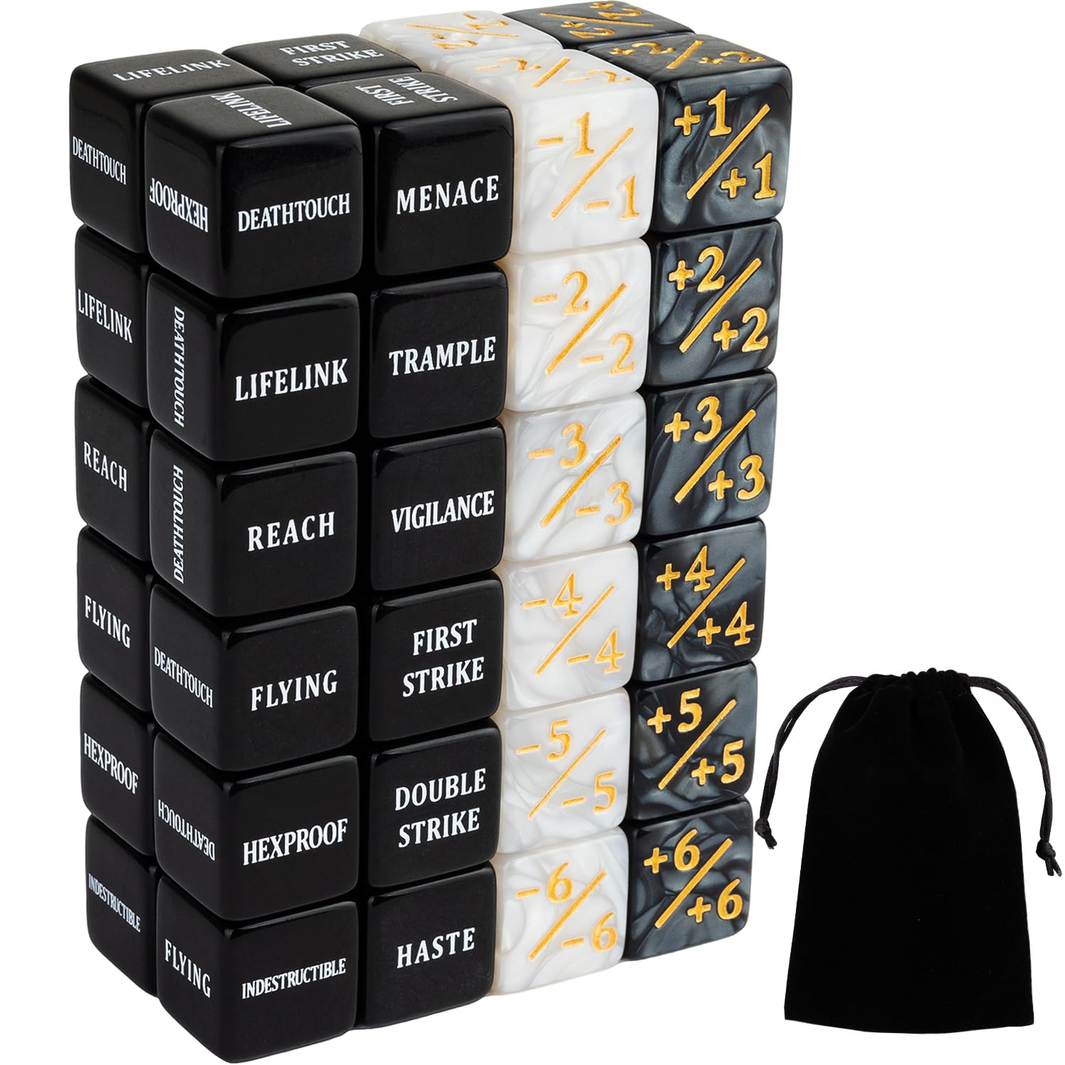 48 Pieces Abilities Keywords Counter Dice Black MTG