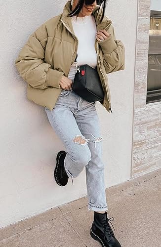 KYL Women's Winter Puffer Jacket Oversized Zip-Up Quilted Puffy