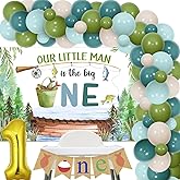 Sursurprise Fishing 1st Birthday Decorations, Our Little Man Is The Big One Backdrop Gone Fishing Balloon Garland Arch Kit Retro for Boys O Fishally One First Birthday Party Supplies
