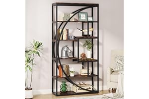 Tribesigns Bookshelf, Industrial 5-Tier Etagere Bookcase, 70.8 inch Tall Bookshelf with 8 Open Storage Shelf, Book Shelf Display Tack Shelving Unit for Home Office Living Room, Rustic Brown