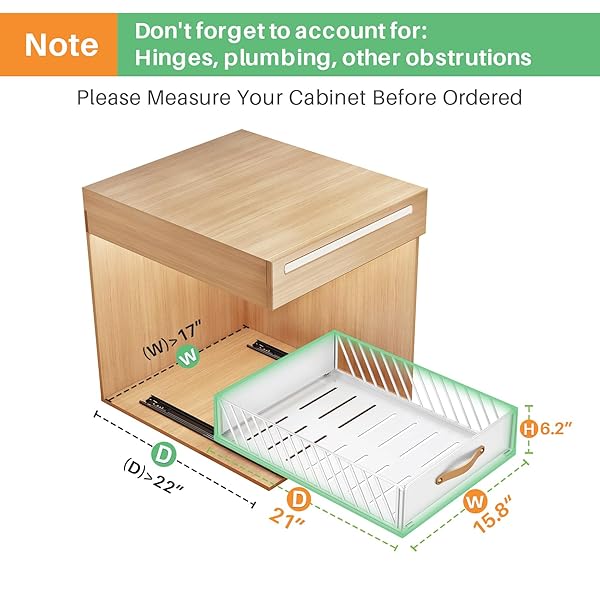 PULL OUT CABINET ORGANIZER FIXED WITH ADHESIVE NANO FILM,HEAVY DUTY SLIDE OUT PANTRY SHELVES DRAWER STORAGE,SLIDING MESH CABINET BASKET WITH HANDLE FOR KITCHEN, BATHROOM,HOME, 15.8″W X 21″D X6.2″H