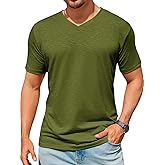 Runcati Mens T-Shirts Short Sleeve V Neck Casual Classic Shirt Summer Stretchy Regular Fit Lightweight Tees