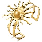 TONLUYAX Gold Starfish/Sun Cuff Bracelet for Women Summer Beach Bracelet Adjustable Statement Bracelets Coastal jewelry