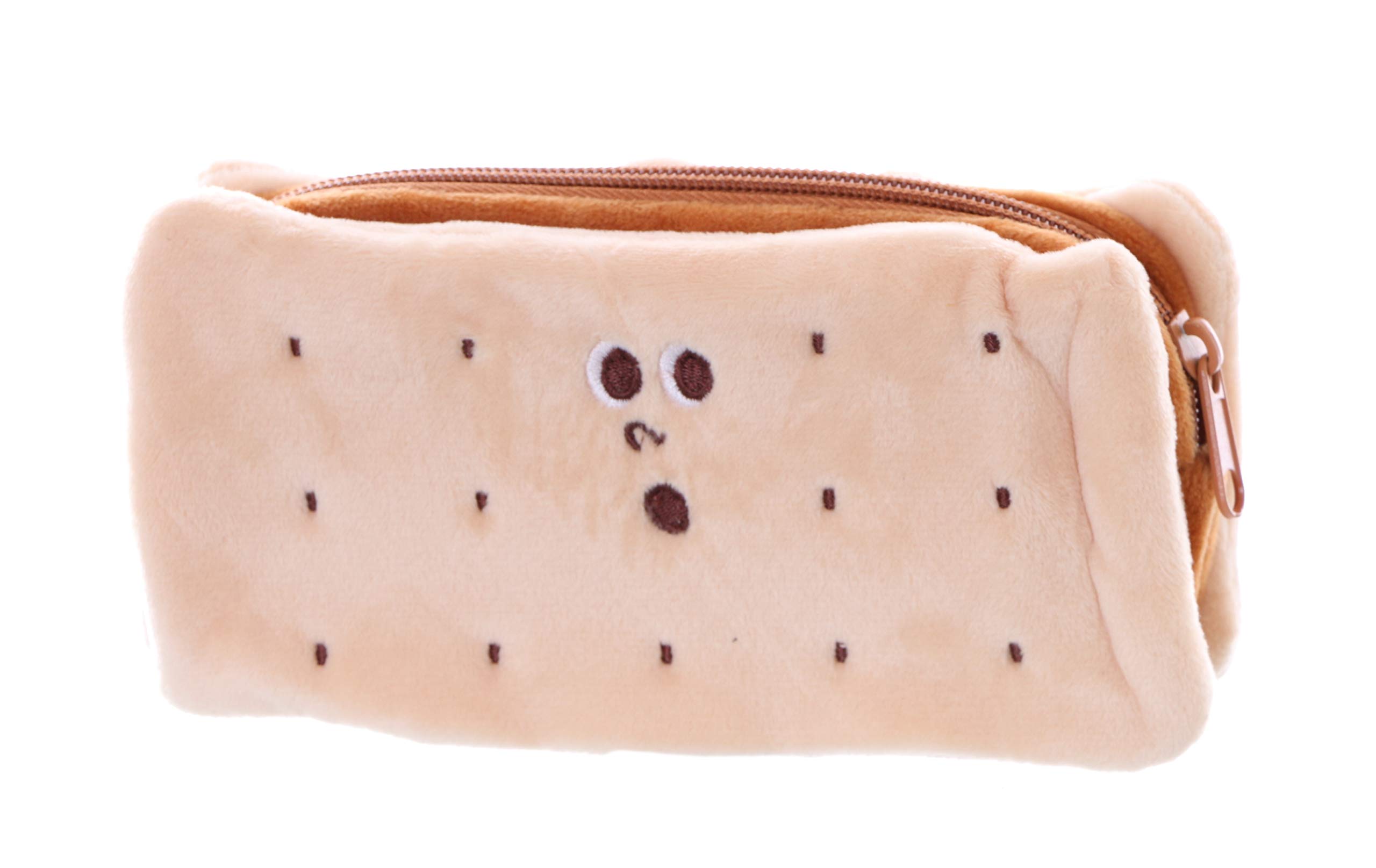 LB-2018 Beige Cookie Biscuit Fabric Lined Pencil Case Cosmetic Bag Kawaii