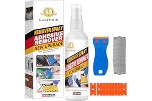 Galitoon Adhesive Remover, Surface-Safe Glue Remover with Plastic Scraper, Sticker Remover for Easy Removal of Stickers, Labels, Decals, Tape Residue 120ML