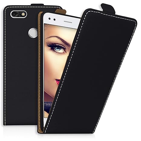 mtb more energy® Flip-Case Tasche für Huawei P9 Lite Mini / Y6 Pro 2017 (5.0'') | schwarz | Kunstleder | Schutz-Hülle Cover