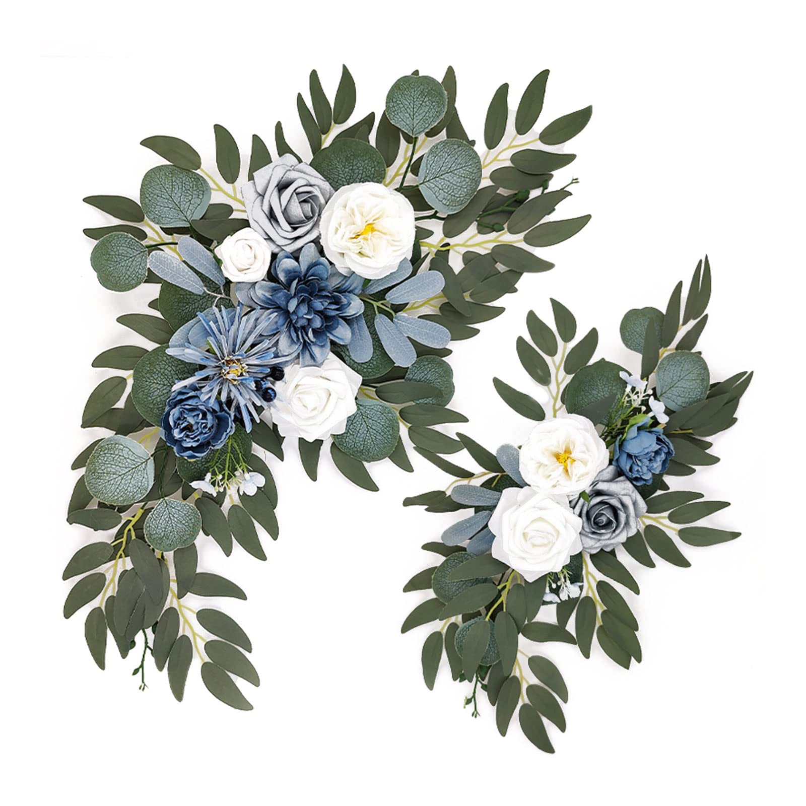 BEIJIALY 2pcs Wedding Arch Decor Rose Flower Swags, Rustic Artificial Floral Swag for Lintel, Green Leaves Peony Door Wreaths for Wedding Ceremony Floral Decor