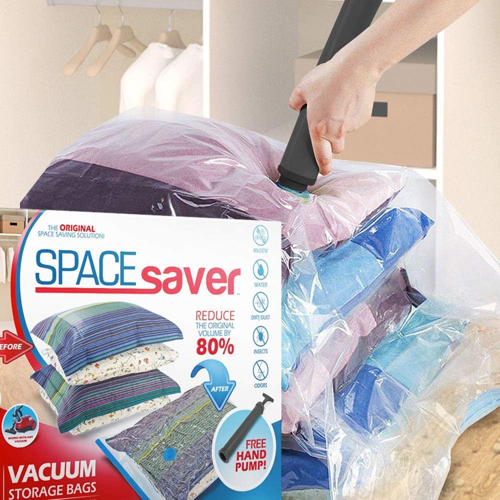 Spacesaver Premium Vacuum Storage Bags (3 x Small, 3 x Medium, 3 x Large, 3 x Jumbo) (80% More Storage Than Leading Brands) Free Hand Pump for Travel! (Variety 12 Pack): Home & Kitchen