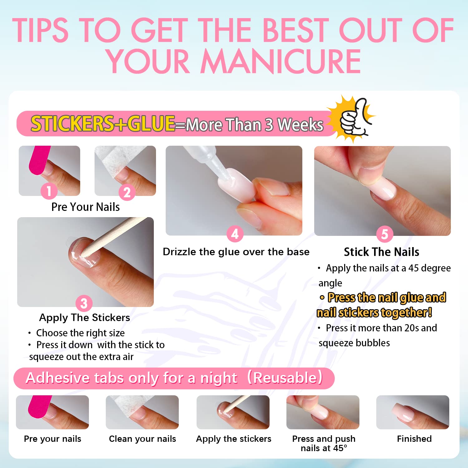 White Nails Press ons, Press on Nails Medium Square Glue on Nails Medium Length, Short Acrylic Nails Glue on Medium Coffin Nails Fake Nails False Nails for Women, Thick Solid Color Gel Nails 24Pcs - Image 6