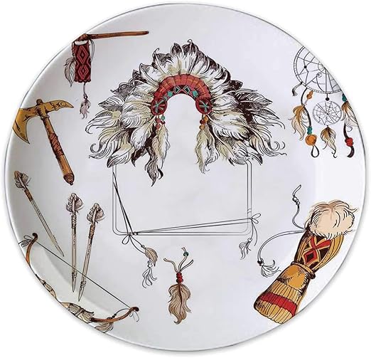 Amazon Com Hitecera Tribal Decorative Glass Plate Ethnic Tomahawk