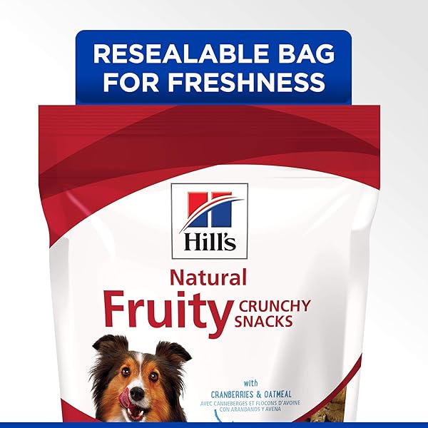 HILL’S NATURAL FRUITY SNACKS, CRUNCHY DOG TREATS, CRANBERRIES & OATMEAL, 8 OZ. BAG