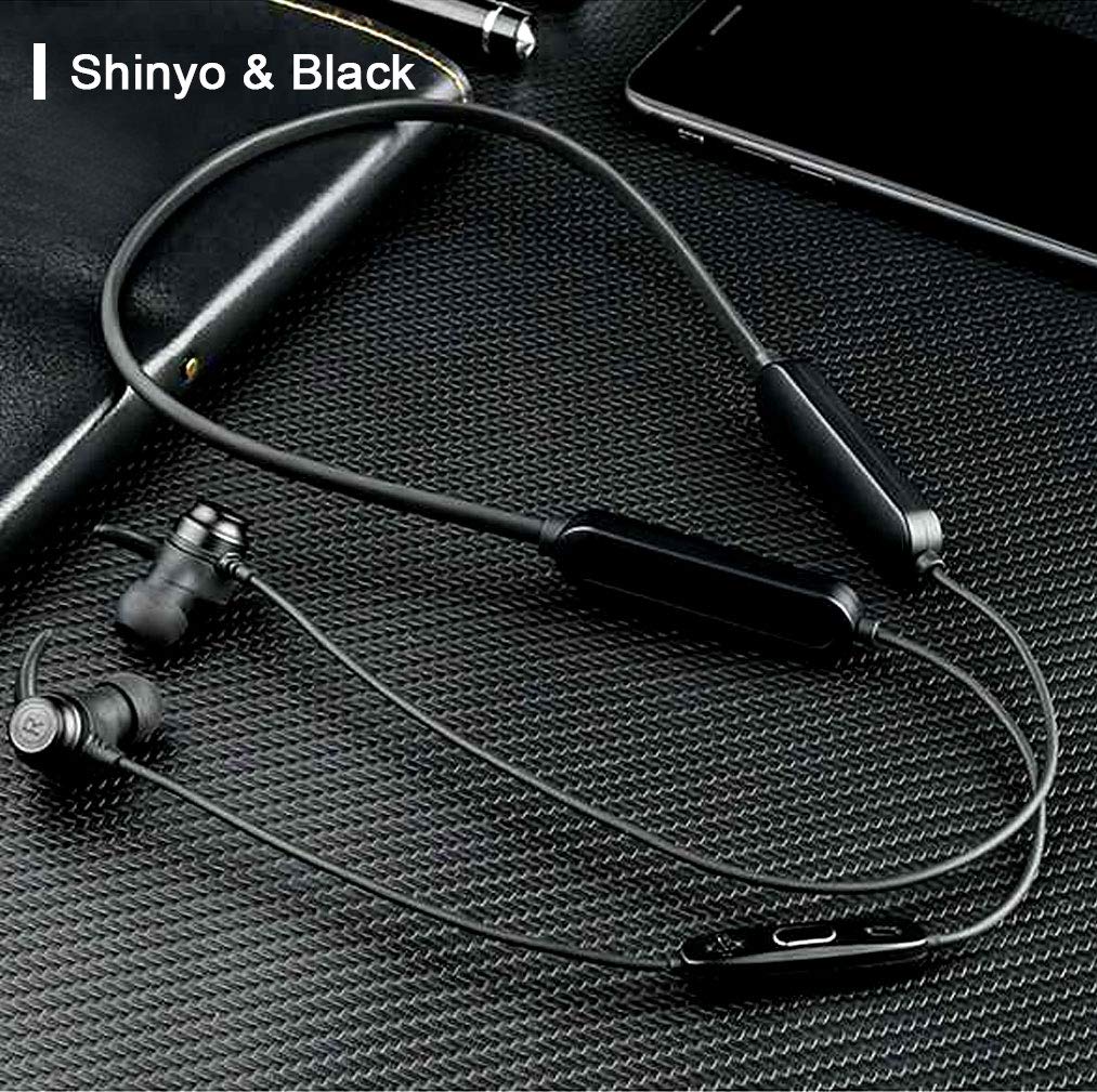 SLUB True Wireless Bluetooth Waterproof Sport HD Stereo Neckband Headphones with Mic 36H Play time Sweatproof for Cell Phone Double Battery Earbuds for iPhone/Android (Black)