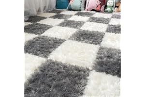 Doblopup Milk Velvet Patchwork Rugs, 12x12in, 30Pcs, Modern Style, Interlocking Carpet Tiles, Puzzle Floor Mat, Unisex, All A