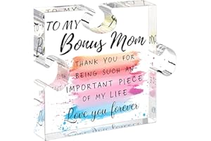 Bonus Mom Gifts for Step Mom, Acrylic Plaque Christmas from Step Daughter Step Son, Mother Birthday Gifts for Home Decor