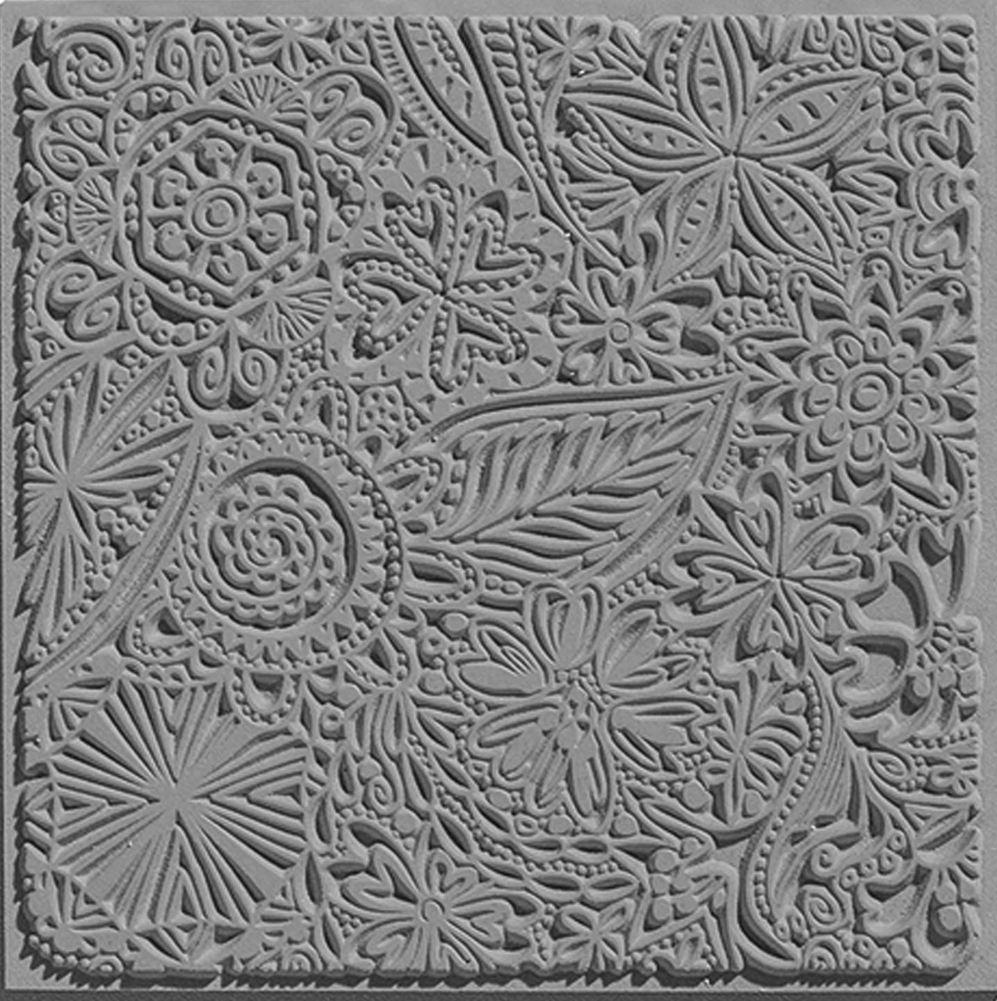 CERNIT CE95005C - Texture Plates for Modelling Clay - Rubber, Polymer Clay - Flower Effects and reliefs - Format 9 x 9 cm - Manufactured in Belgium - DIY — image 1