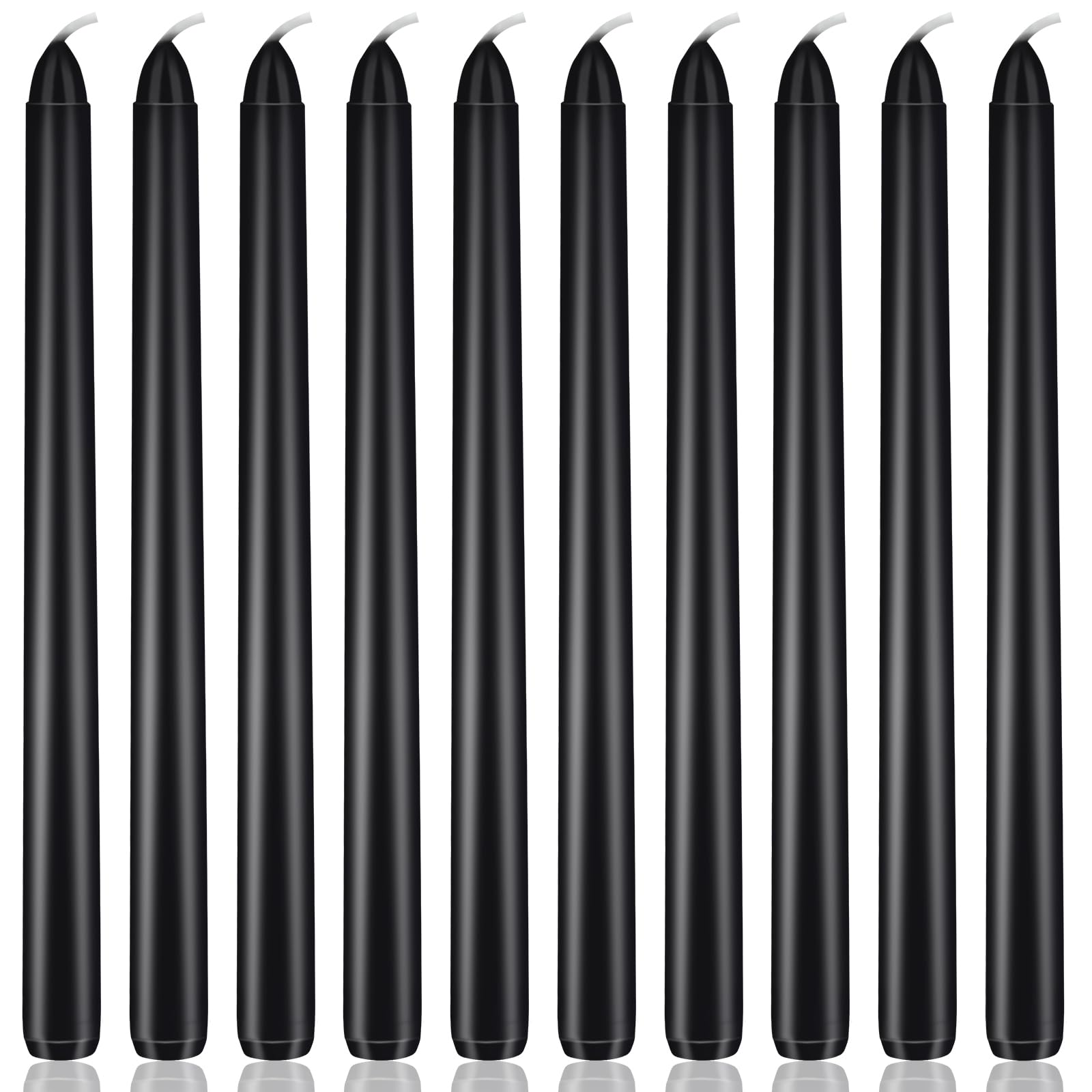 Photo 1 of 10 Inch Black Taper Candles, 10 Pack Unscented Unscented Candlesticks for Halloween Seasonal Celebration Memorial and Daily Home Decoration