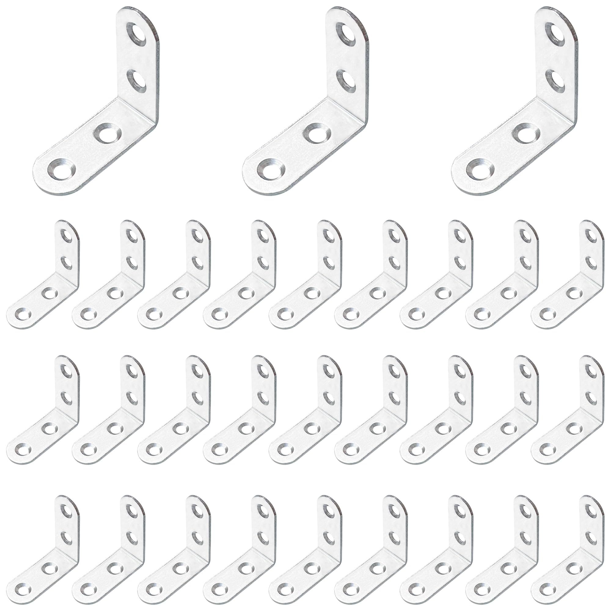 30 PCS Stainless Steel L Shaped Shelf Brackets,Angle Corner Bracket for Furniture Installation