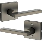 Kwikset Halifax Passage Door Lever, Gunmetal | Passage door lever, interior door handle, non locking door handle, closet door handle, hallway door handle, reversible lever