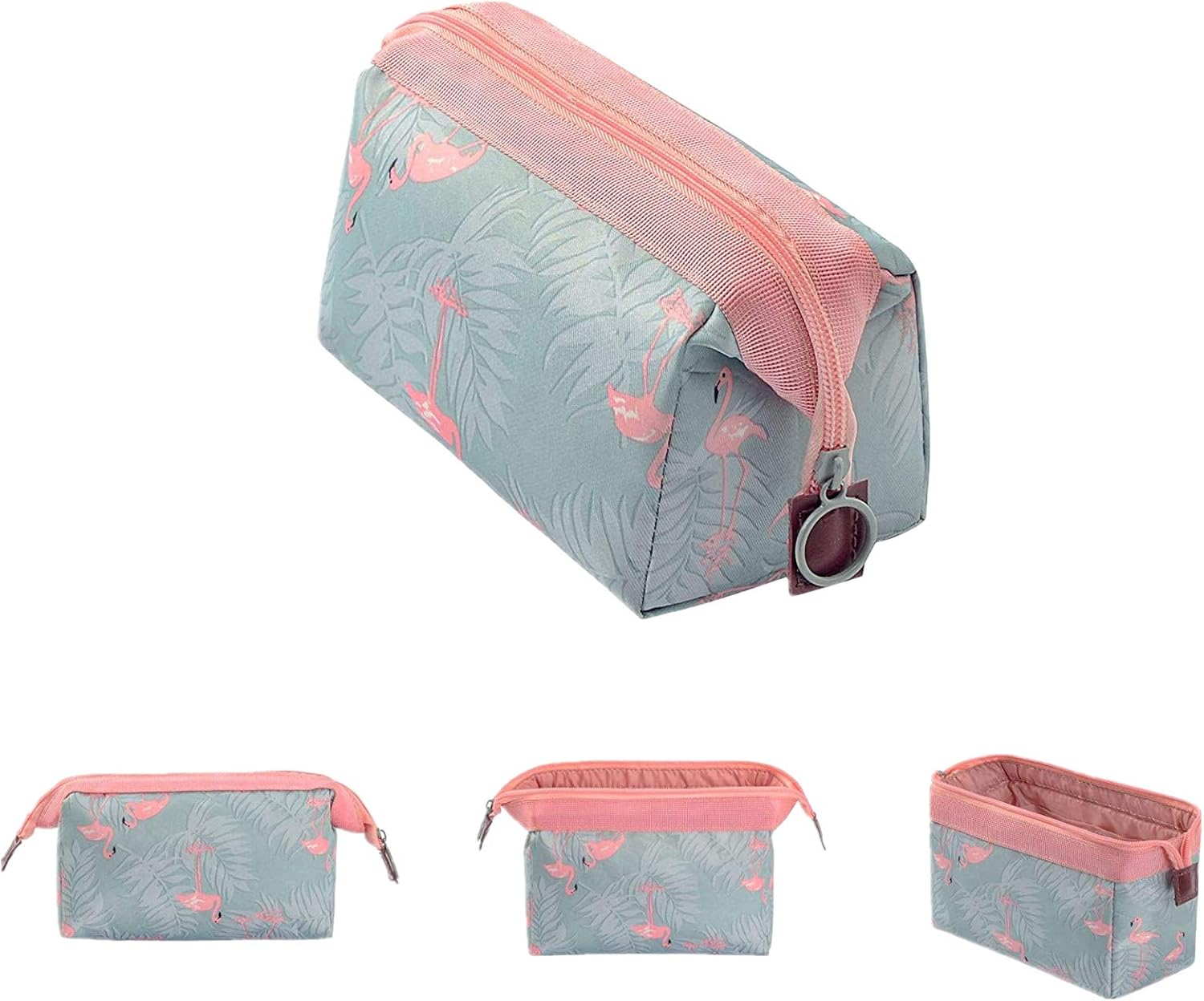 Small Makeup Bags, Portable Travel Cosmetic Bags Waterproof Make Up Case Pouch Toiletry Wash Bag for Women Girls (Flamingo) - Image 3