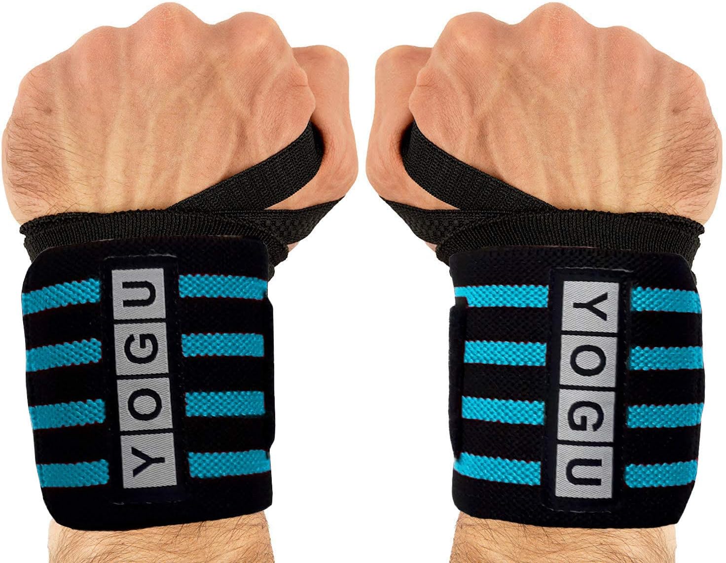 YOGU Wrist Wraps with Thumb Loops Wrist Support Braces for Heavier Weight Lifting Xfit Powerlifting Crossfit Strength Training Gym Workouts Bodybuilding Wrist Straps 18" Pair with Free Carry Bag : Sports & Outdoors