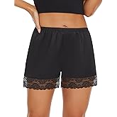 MANCYFIT Culottes for Women Pettipants Slips Satin Bloomers Under Shorts for Dresses Lace Hem 4" Inseam