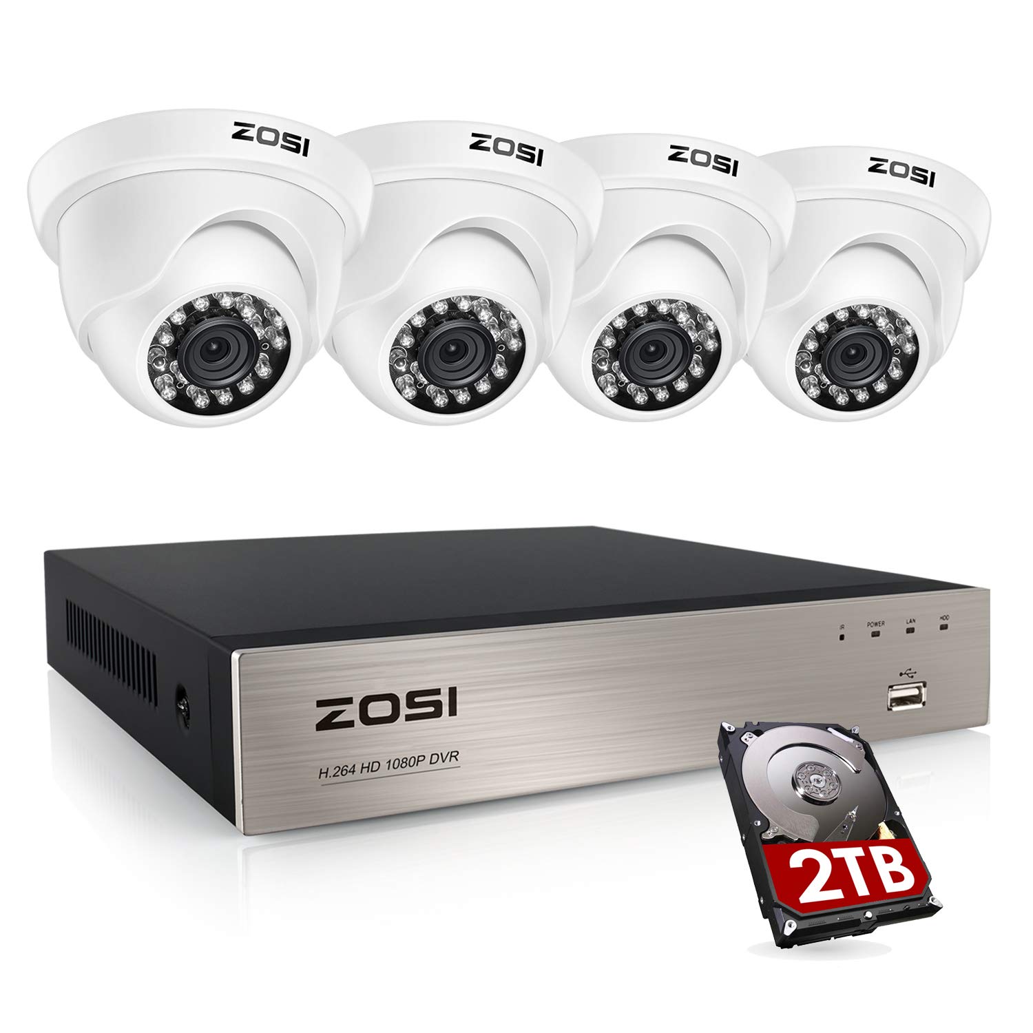 ZOSI 1080P CCTV Camera Syetem 2TB Hard Drive 8CH 1080P Full HD DVR