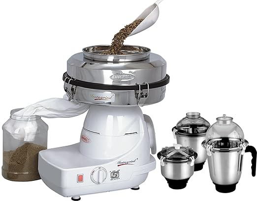 Cookwell Instagrind Mini Flour Mill with 1 Hp Isi Mixer Grinder and 3 Stainless Steel Jar