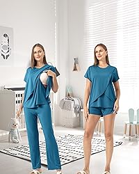 Rnxrbb 3 Piece Postpartum Nursing Pajamas Set