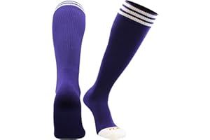 TCK Purple Soccer Socks Kids Youth Girls Boys Womens Mens Athletic Sports Tube Socks, Prosport Striped (Purple/White, Small)