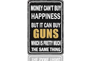 YOSQEGO Tin Sign Guns Accessories For Men Man Cave Signs And Decor Funny Metal Tin Sign Cool Gifts For Gun Lovers Hunting Gifts For Men Mancave Stuff For Money Can'T Buy Happiness But It Can Buy Guns