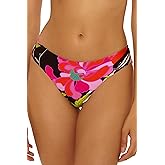 Trina Turk Womens Bougainvillea Tab Side Hipster Bikini Bottom, Floral Print, Cheeky Coverage, Swimwear Separates for Women