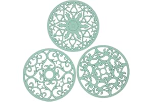 SMITHCRAFT Smitchraft Trivets for Hot Dishes, Pots and Pans, Silicone Hot Pads for Kitchen Quartz Countertops, Silicone Pot Holders Mat, Multi-use Carved Heat Resistant Mat for Counter & Table, Set of 3 Green