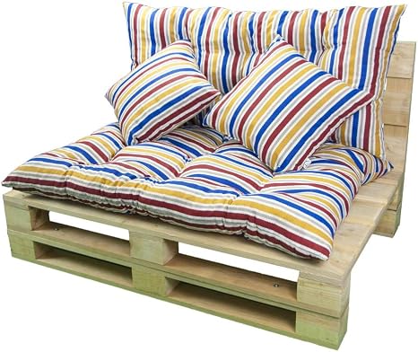 🔅⭐Set de 4 Cojines para Palets - 1 Cojín de Respaldo (120x40 cm ...