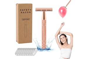 NVMTI Solara Razor, Solara Razor for Women, Safety Razor for Women, Reusable Smooth Shave Razor, Double Edge Safety Razor, Painless Hair Removal, Metal Razor Women for Leg Arm Underarm Bikini (Rose gold)