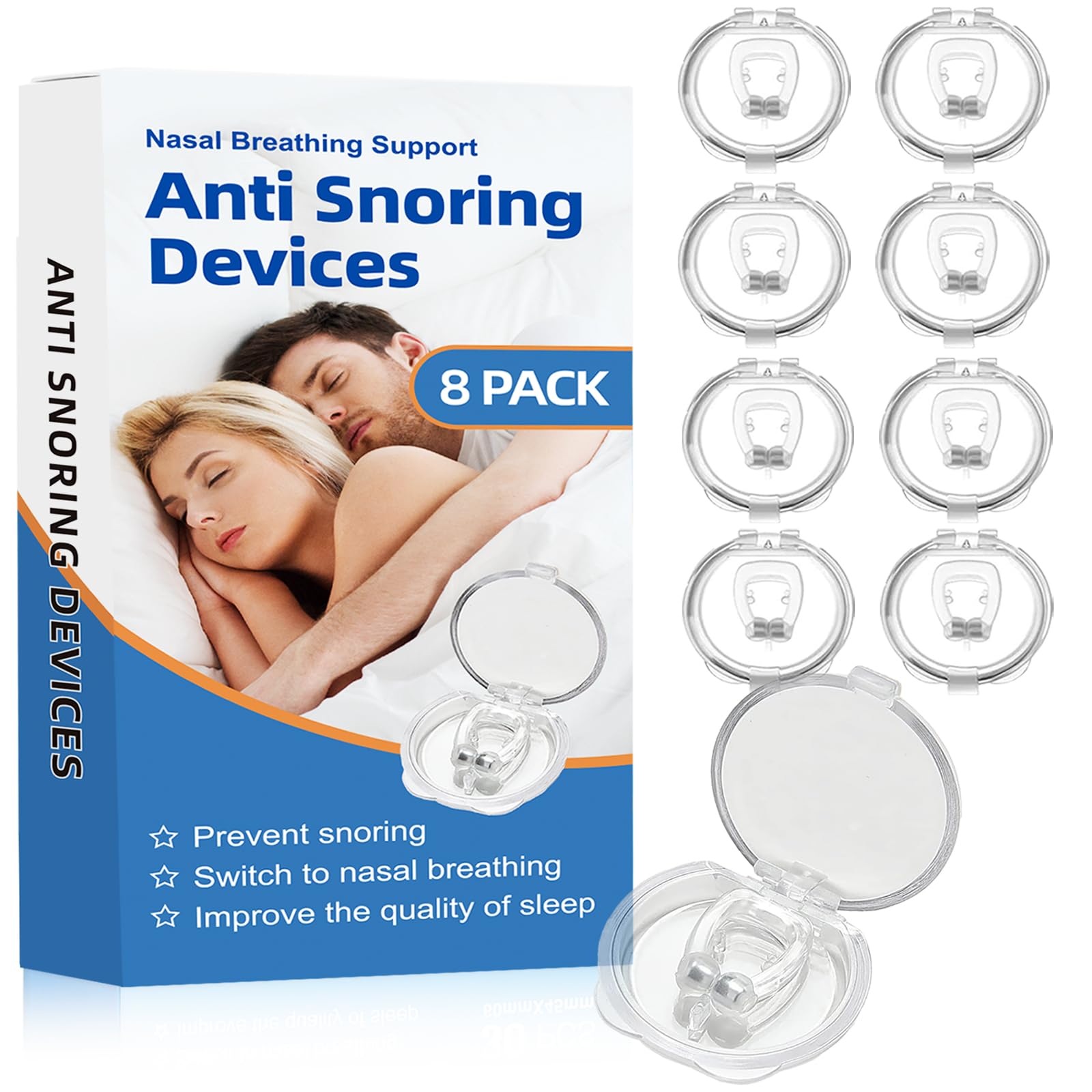 Photo 1 of ** ONLY 2 ** Anti Snoring Devices(8 Pack),Silicone Magnetic Stop Snoring Solution,Snoring Devices for Men and Women,5.7 Inch