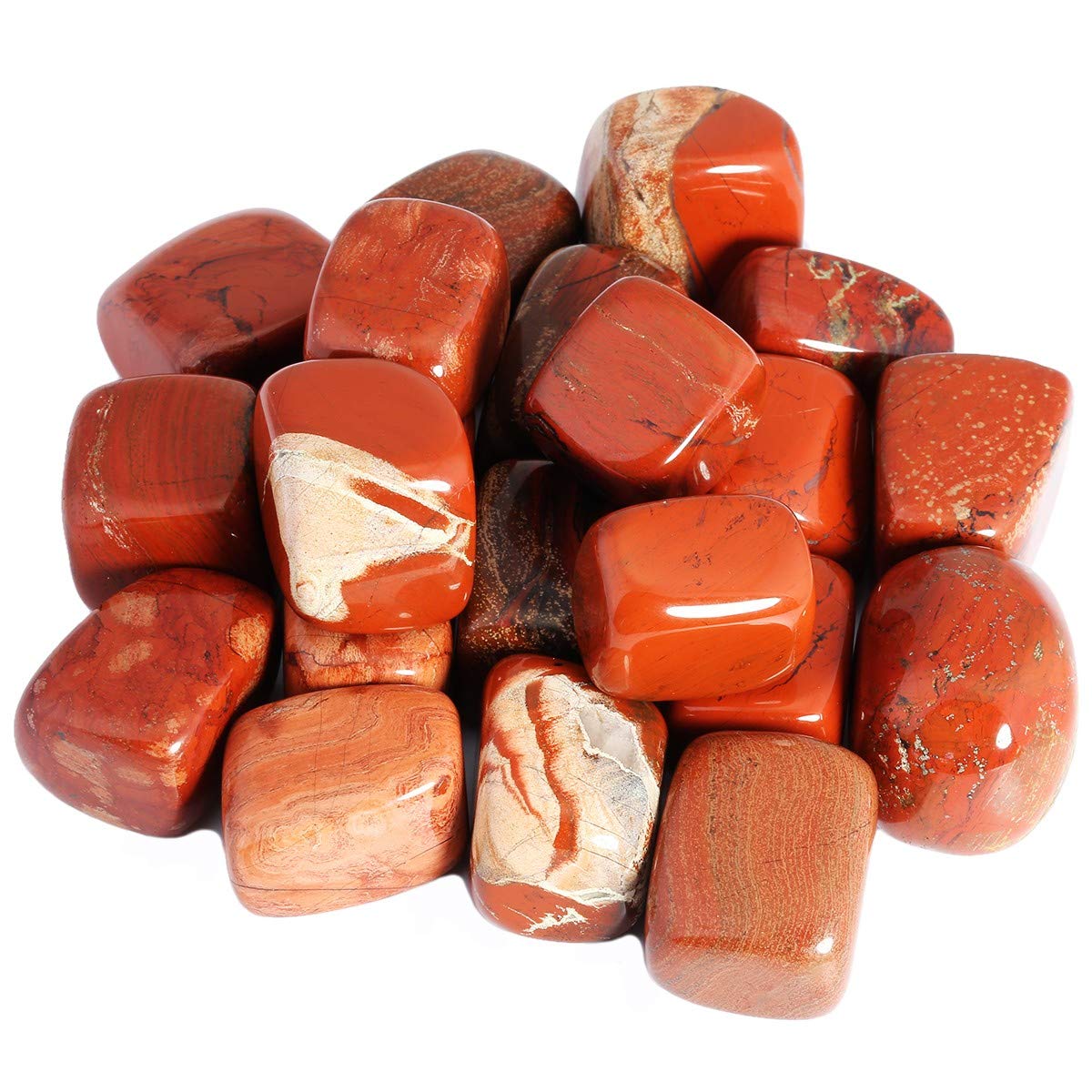 mookaitedecor 1lb/460g Natural Red Jasper Crystals Tumble Stones Bulk, Semi Precious Tumbled Stones Healing Crystal Gift Decorative Rocks for Crafts Garden Fish Tank Aquarium Plant Pot Bonsai Decor