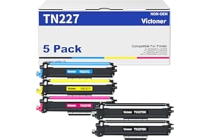 VICTONER TN227 TN-227BK/C/M/Y High Yield Toner Cartridge: Compatible Replacement for Brother TN227 TN223 TN 227 for MFC-L3770CDW HL-L3290CDW MFC-L3750CDW HL-L3270CDW HL-L3210CW Printer (TN-223BK/C/M/Y 5-Pack)