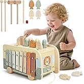 Vanplay Montessori Toys for 1 Year Old - Wooden Hammering Pounding Toys for One Year Old Girls Boy Gifts, 7 in 1 Learning Activities for Baby First Christmas Birthday Gifts for Toddlers 1-3-2-4