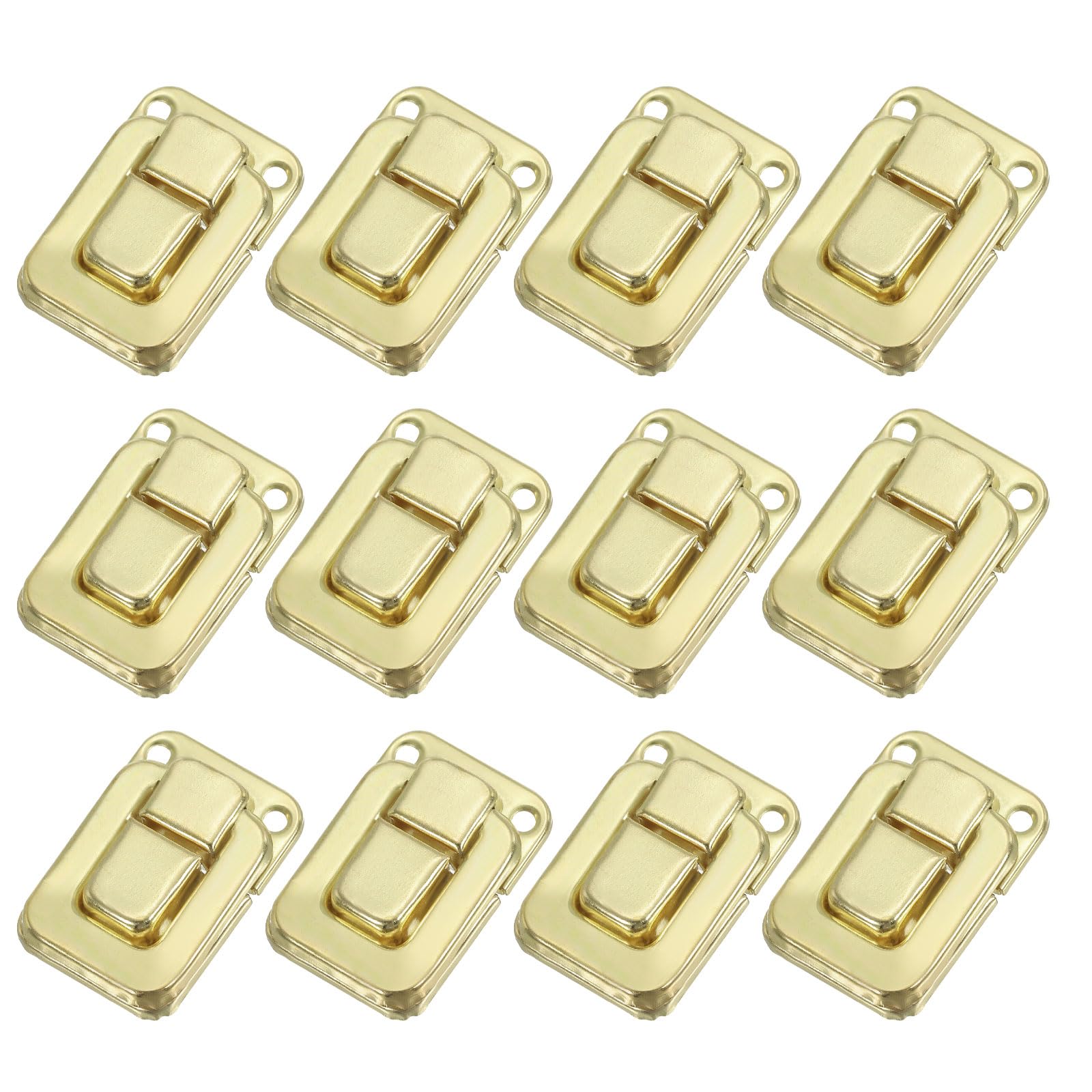 PATIKIL Toggle Catch Lock 1.6" x 1.1", 12 Pack Metal Buckle Hasp Lock Latch Clasp for Jewelry Box Wooden Case Decoration, Light Gold