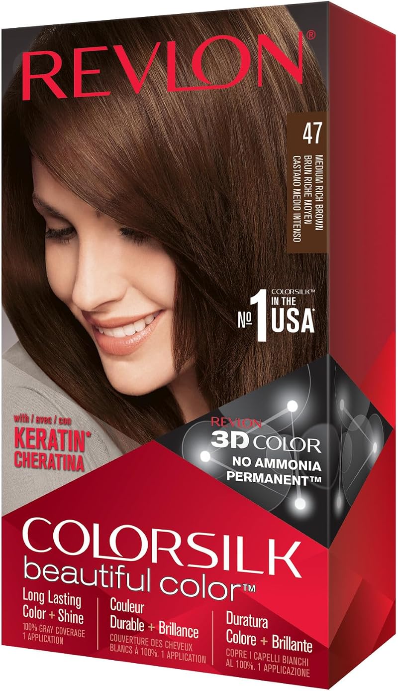Revlon Colorsilk Natural Hair Color 4WB Medium Rich Brown Permanent 1 Pack