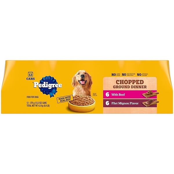 PEDIGREE CHOPPED GROUND DINNER WET DOG FOOD FILET MIGNON & BEEF VARIETY PACK, 13.2 OZ. CANS (12 COUNT, PACK OF 1)
