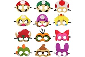 NUOMAN 12 Pack Felt Masks Kids Themed Party Supplies for Party Favors for Cartoon Masks Boys Girls Birthday Gift Soft Felt with 12 Different Types