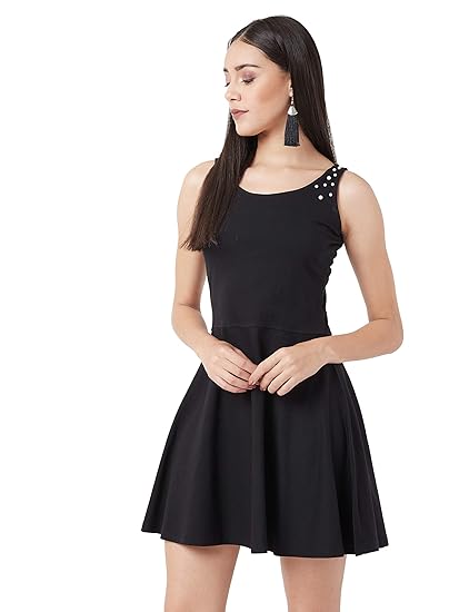 black cotton skater dress