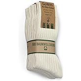 GoWith 4-5 Pairs Unisex Natural 97% Cotton Crew Socks, Pure Cotton Comfy Cozy Breathable Seamless Casual Socks for Men Women