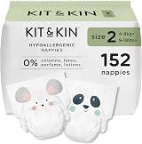 Kit & Kin Premium Baby Nappies Size 2 4-8 kgs Pack 152 Hypoallergenic